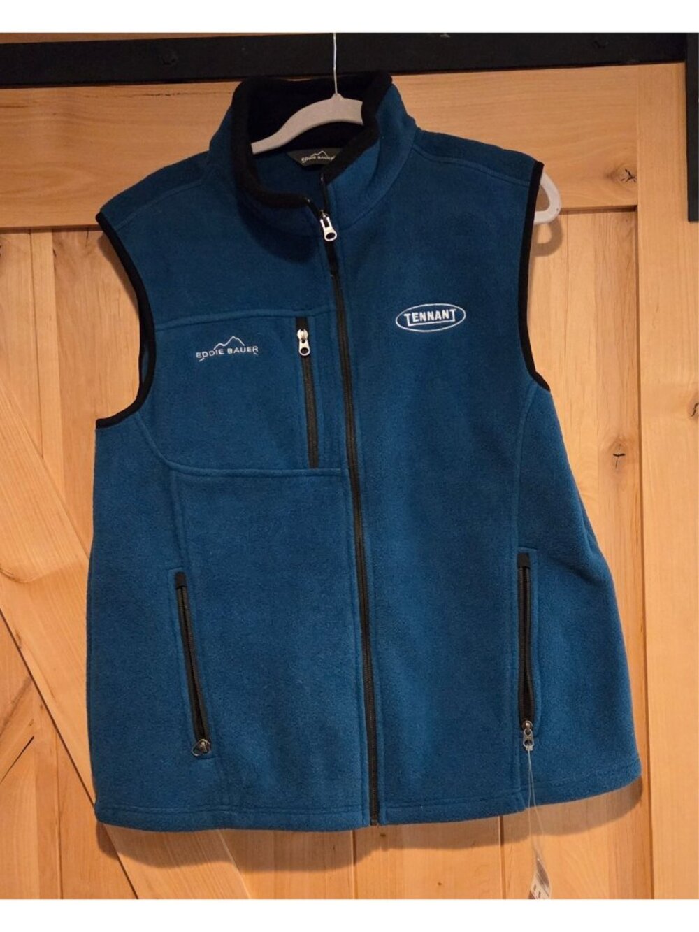 New! Eddie Bauer Men’s L Zip Fleece Vest Blue EB204 200 Weight Quick Dry Tennant